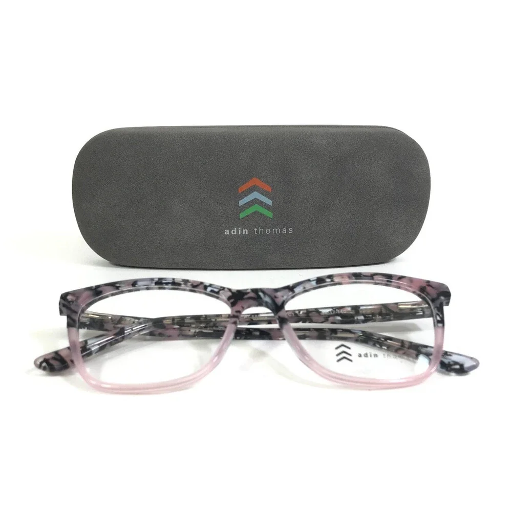 Adin Thomas Eyeglasses Frames AT-580 C1 Ice Pink Black Marbled 52-17-140